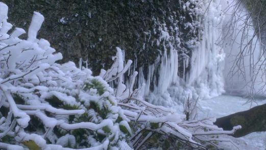 Ice at Horsetail Falls